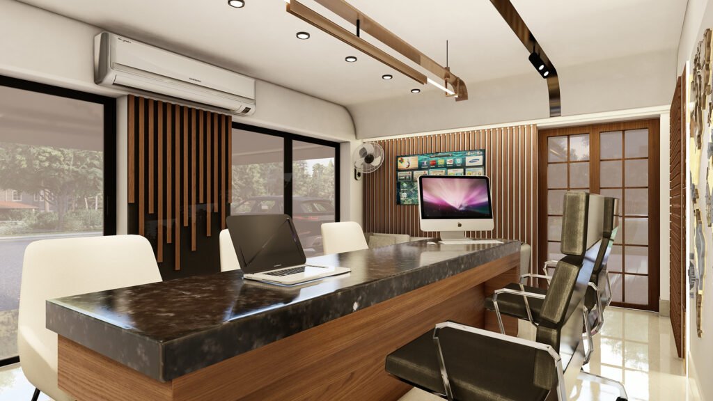 A contemporary and highly functional immigration office interior designed by Vastukaar Studio