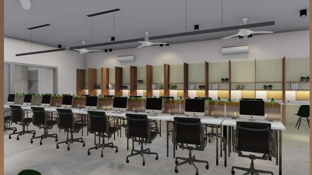 A spacious, high-performance work area designed by Vastukaar Studio