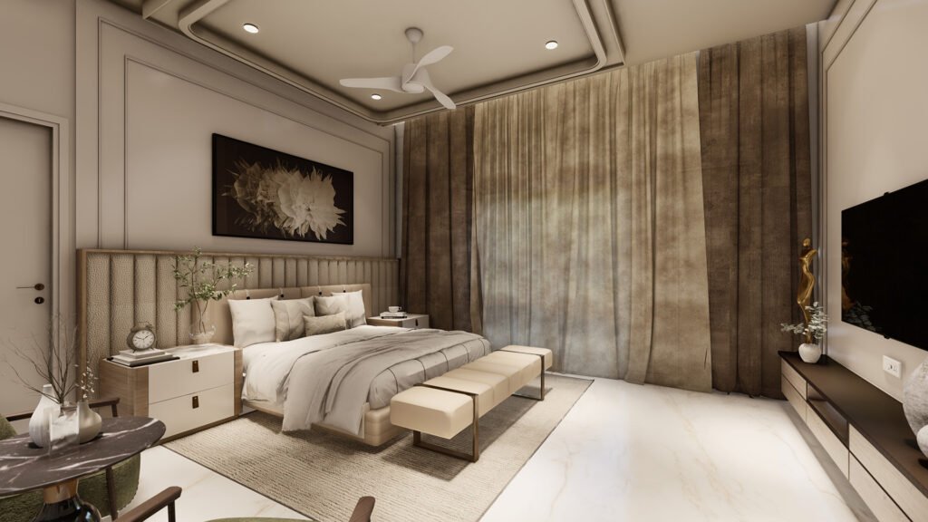 masterpiece in refined living, this super luxury bedroom by Vastukaar Studio