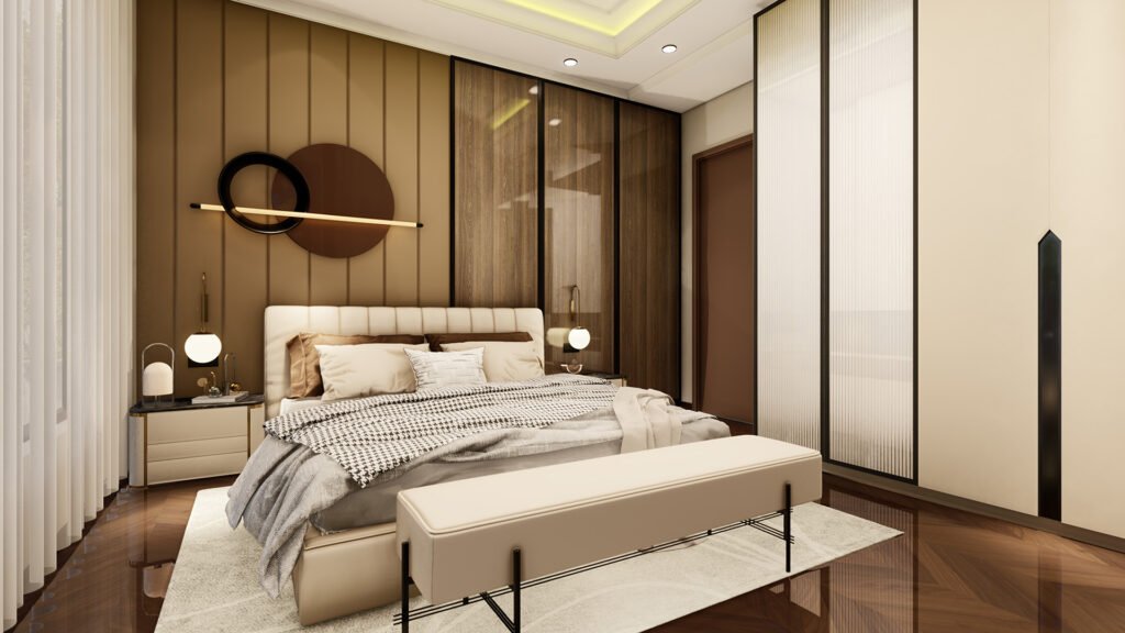 A finely curated super luxury bedroom designed by Vastukaar Studio