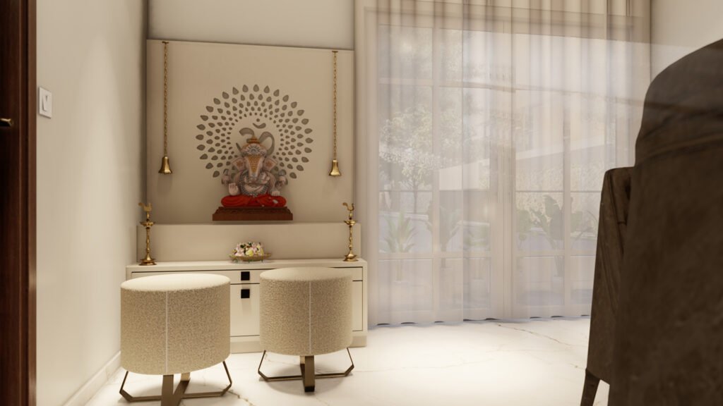 A beautifully crafted interior space designed by Vastukaar Studio, blending luxury, warmth, and modern sophistication.r