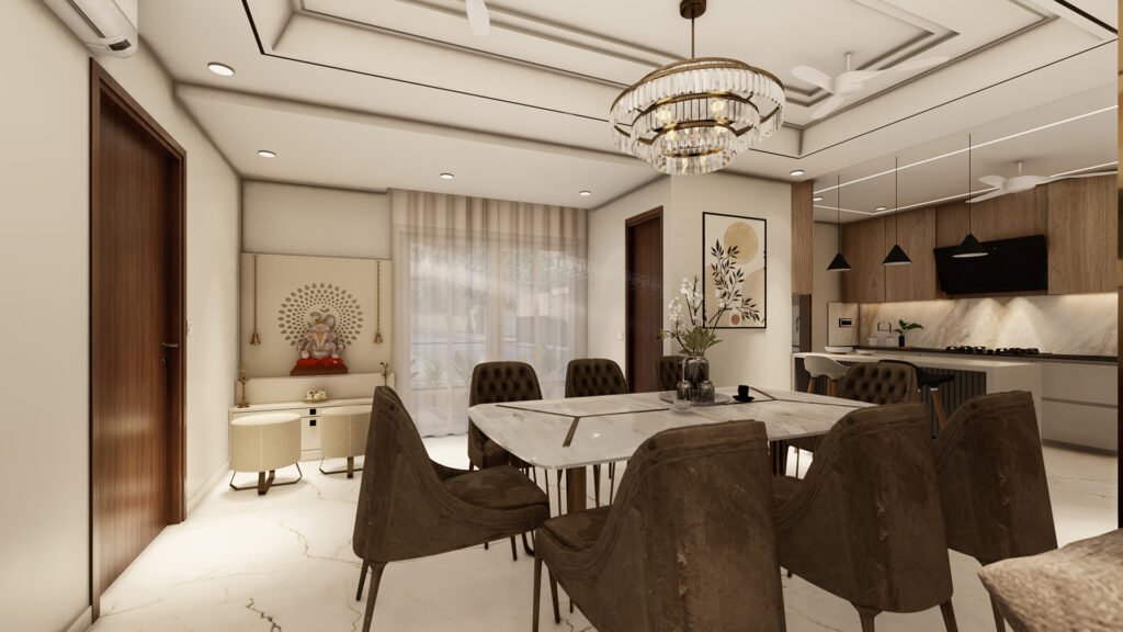 A beautifully crafted interior space designed by Vastukaar Studio, blending luxury, warmth, and modern sophistication.