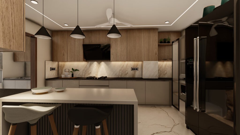 A beautifully crafted interior space designed by Vastukaar Studio, blending luxury, warmth, and modern sophistication.