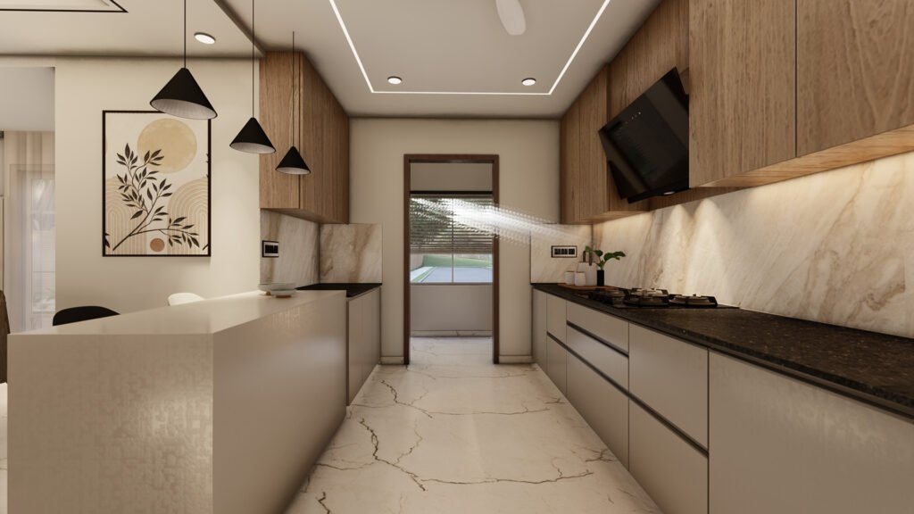 A beautifully crafted interior space designed by Vastukaar Studio, blending luxury, warmth, and modern sophistication.