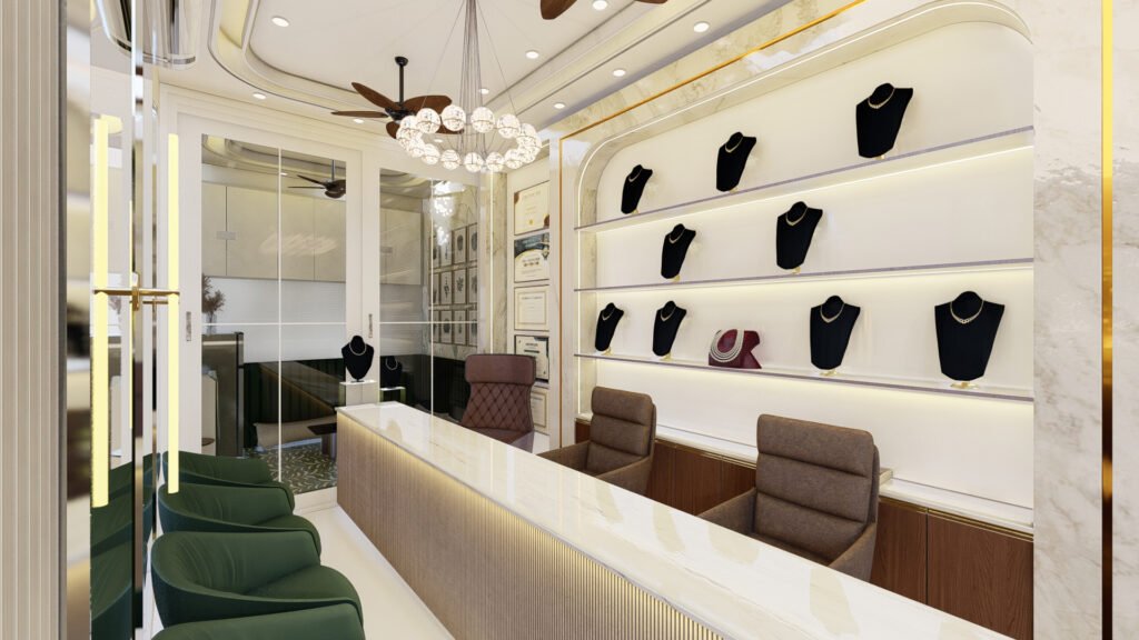 Modern gemological lab, gemstone testing office, diamond grading laboratory design, Vastukaar Studio, gem lab interior, scientific workspace design, gemstone certification office.