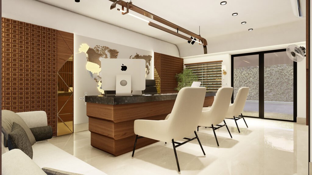 A contemporary and highly functional immigration office interior designed by Vastukaar Studio