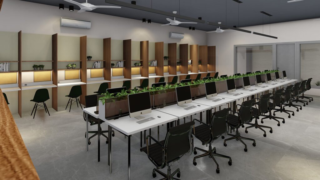 A spacious, high-performance work area designed by Vastukaar Studio