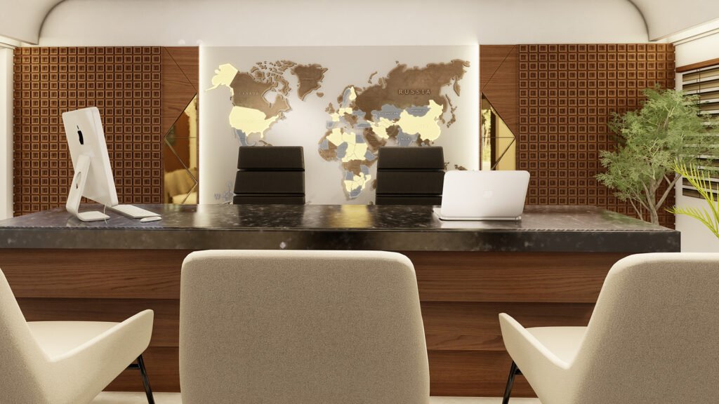 A contemporary and highly functional immigration office interior designed by Vastukaar Studio