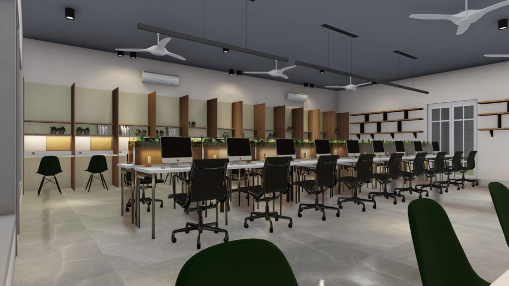 A spacious, high-performance work area designed by Vastukaar Studio