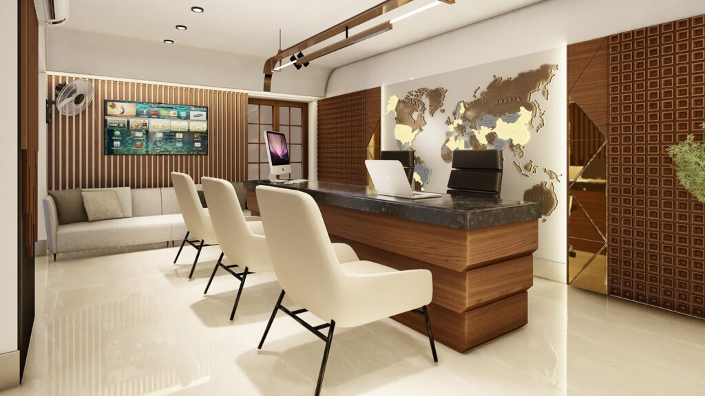 A contemporary and highly functional immigration office interior designed by Vastukaar Studio