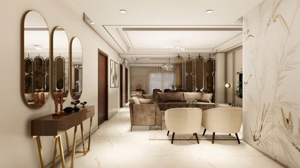 A beautifully crafted interior space designed by Vastukaar Studio, blending luxury, warmth, and modern sophistication.